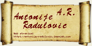 Antonije Radulović vizit kartica